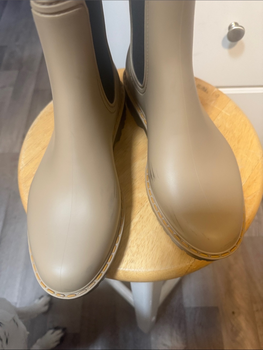 Neutral Tan Chelsea Rain Boots for Women